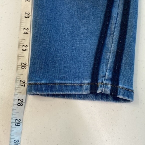 Bamboo Distressed Mid-Rise Skinny Jean Stripe Detail Faded Whisker Stretchy Soft - Picture 12 of 16